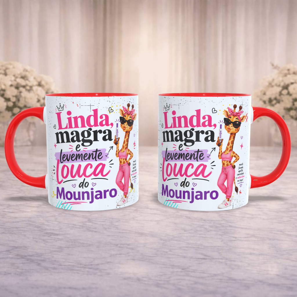 Caneca Divertida Mounjaro Linda Magra Louca Presente Engraçado Criativo