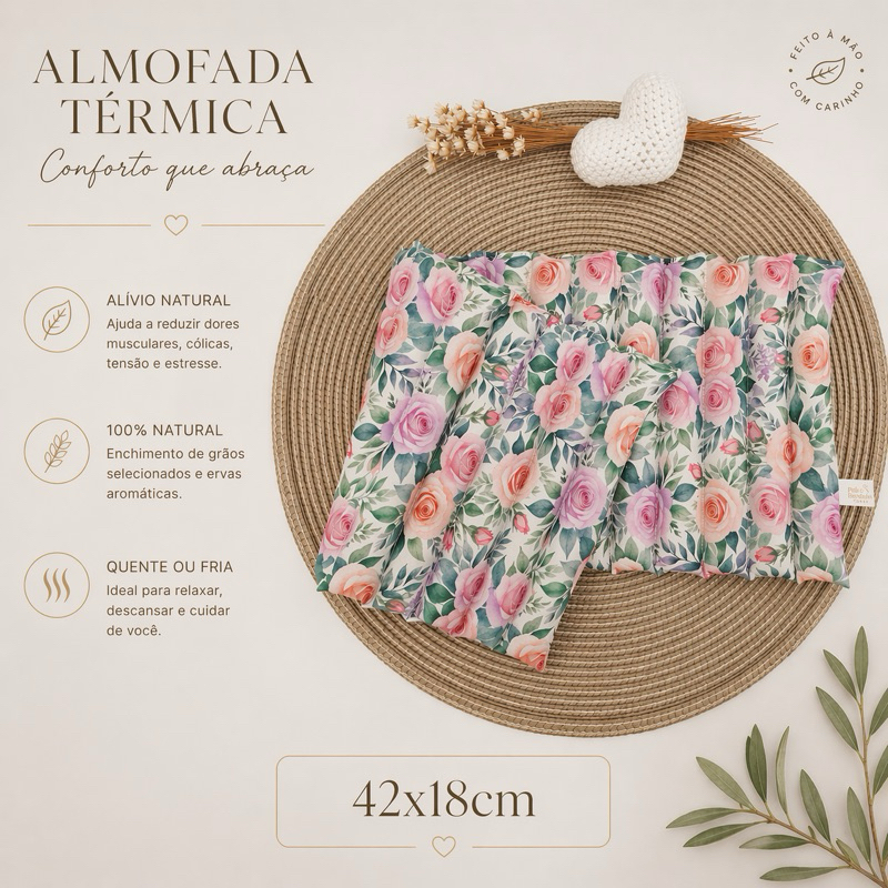 Bolsa de sementes(42x18cm) GRANDE/almofada/compressa térmica de grãos e ervas aromáticas. Bolsa terapêutica.