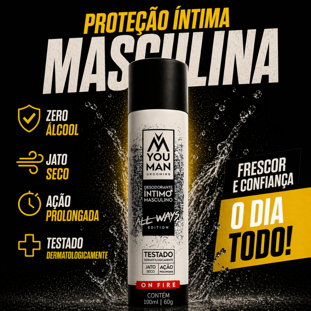Desodorante Intimo Masculino On Fire Inibe Mal Odor Jato Seco Perfumado Prolongado 100ml You Man