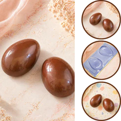 1~4 Forma Profissional Ovo De Páscoa Liso C/Silicone Casca Fina Para 500g P208 Porto (CHOCO)