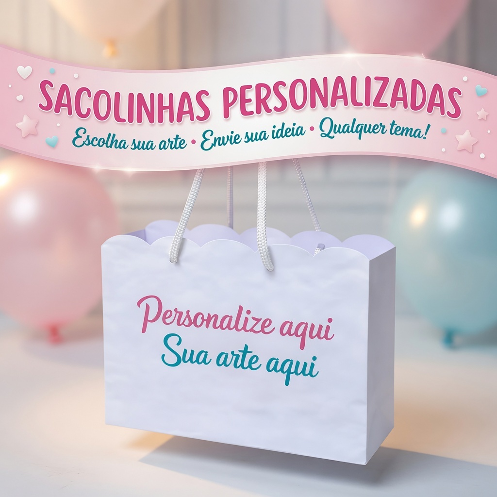 Sacolinha personalizada qualquer tema | Lembrancinha festa infantil personalizada | Nome e idade | Sacola surpresa