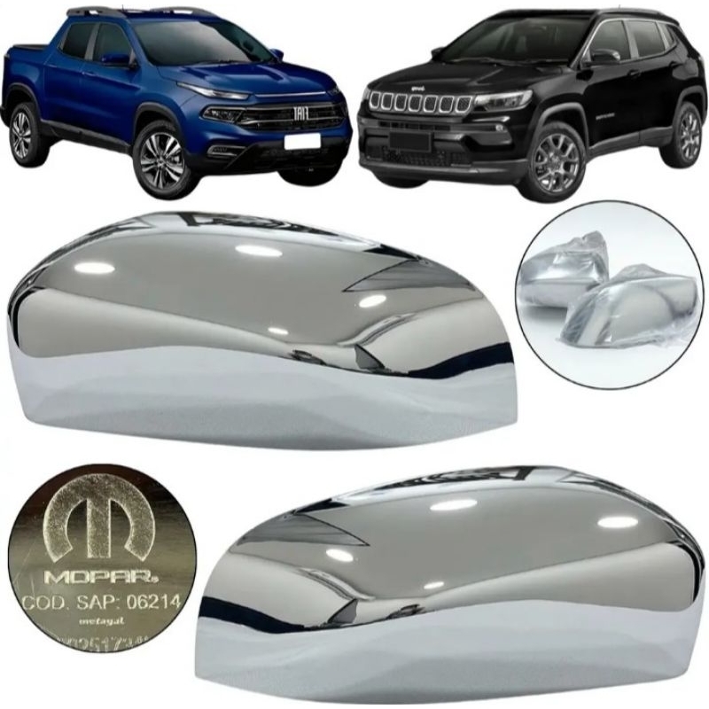 Capa do retrovisor Fiat toro e Jeep Compass cromado