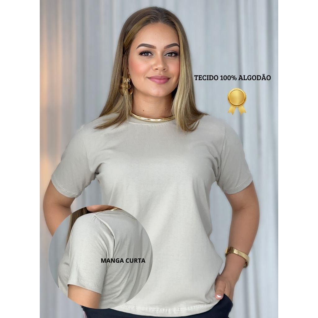 BLUSA T-SHIRT FEMININA GOLA O BÁSICA DIA A DIA
