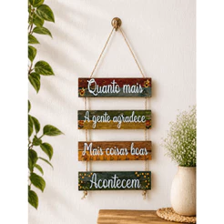 Placa Decorativa MDF – Frases - Quadro Para Parede | 19x50 | Com Corda de Sisal | Decoração Sala/Quarto