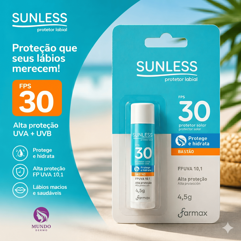 Protetor Labial Hidratante em Bastão com Vitamina E FPS 30 4,5g Sunless ENVIO IMEDIATO