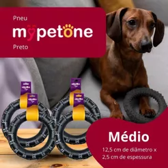 4 Pneu Mordedor de Borracha MyPetOne Médio Para Cachorro Brinquedo Resistente Pet