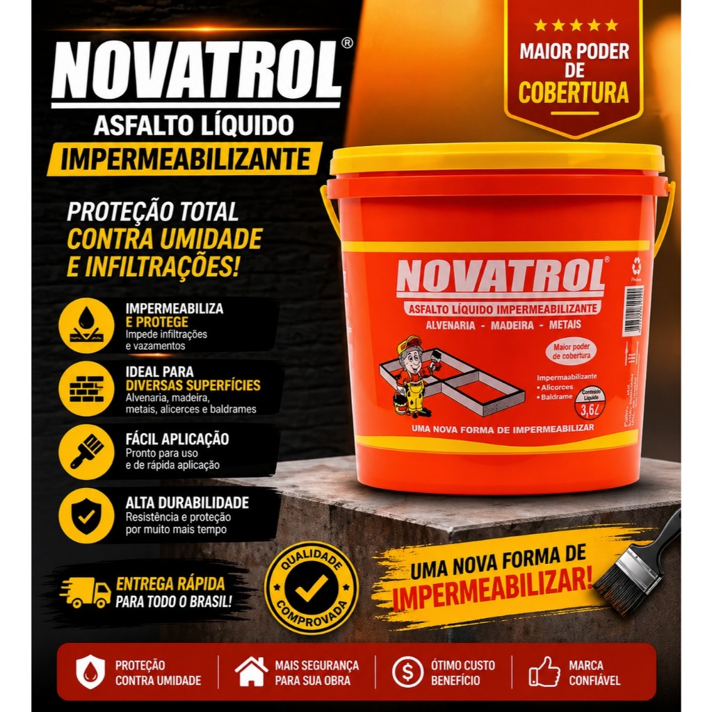 Novatrol 3,6 lt Impermeabilizante Líquido Proteção de Superfícies  Nova Tintas