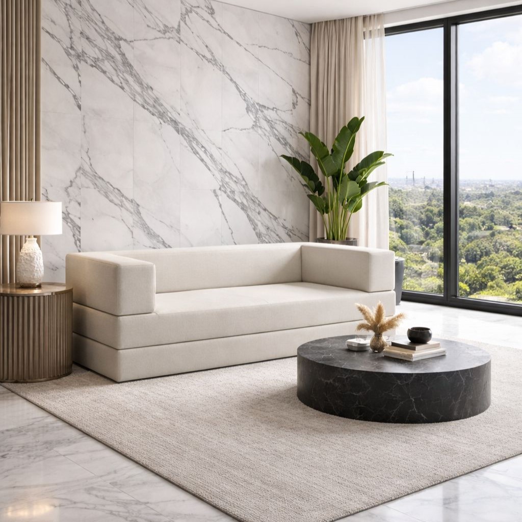 Sofá 2 em 1 Retrátil Sofá Cama com Design Elegante