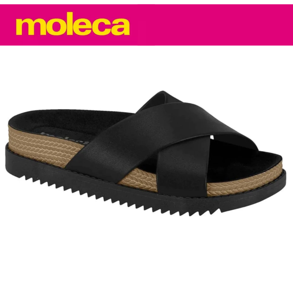 Chinelo Slide Feminino Moleca Flatform Tratorado Tiras Grossas Cruzadas ORIGINAL - 5500.215