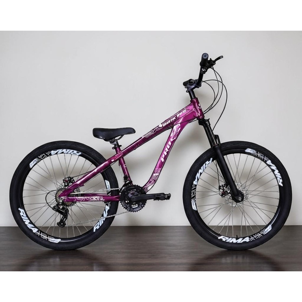Bicicleta Aro 26 PRO-X Rustic PRO Roxo Freeride 21v Aro Vmaxx Freio a Disco Pneu Flame