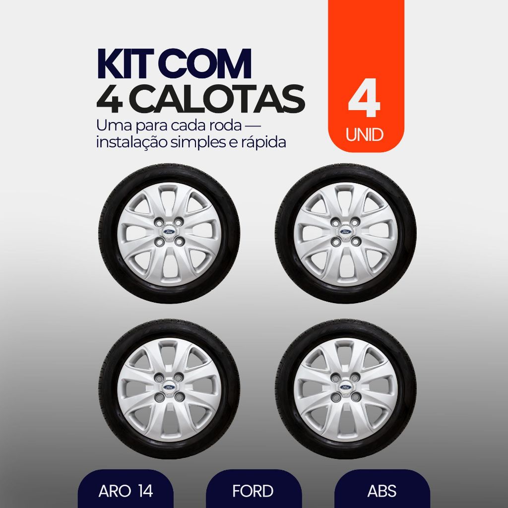 Kit 4 Calota Aro 14 Ford Ka Hatch Sedan 2015 2018 Fiesta Courier · foto 2