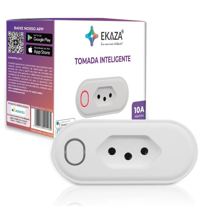 Tomada Inteligente Wi-Fi Ekaza - Controle por APP e Comando de Voz, Economia de Energia