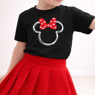 Camiseta Infantil Minnie Blusinha Estilosa 100% Algodão Camiseta Juvenil Mi Mouse Confortável Crianças
