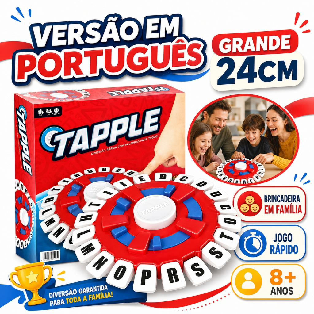 Tapple Stop – Jogo de Tabuleiro Trava Letras com Temporizador – Versão GRANDE 24cm – Português