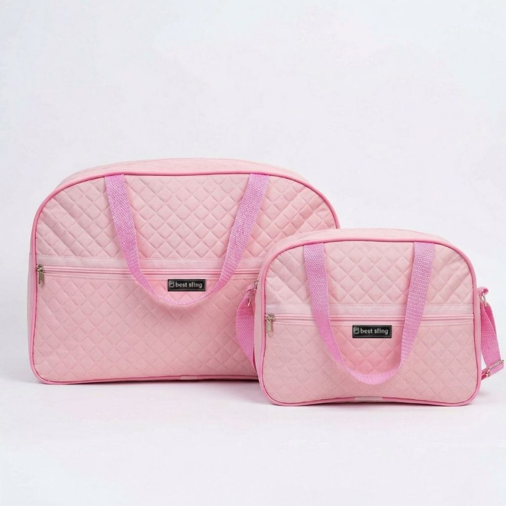 Kit 2 Bolsa Maternidade Grande Menina Mala  Bebe Completa Rosa Bebe Passeio Viagem Alça Resistente