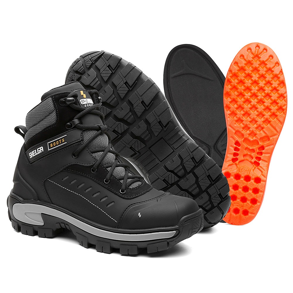 Bota Coturno Masculina Bico PVC Proteção Material Nobre com CA Original Shelga boots