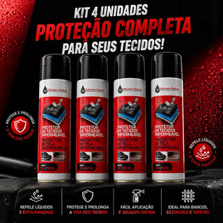 Kit 4 latas Spray Impermeabilizante de Tecidos Protetor de Sofá Cadeira Banco