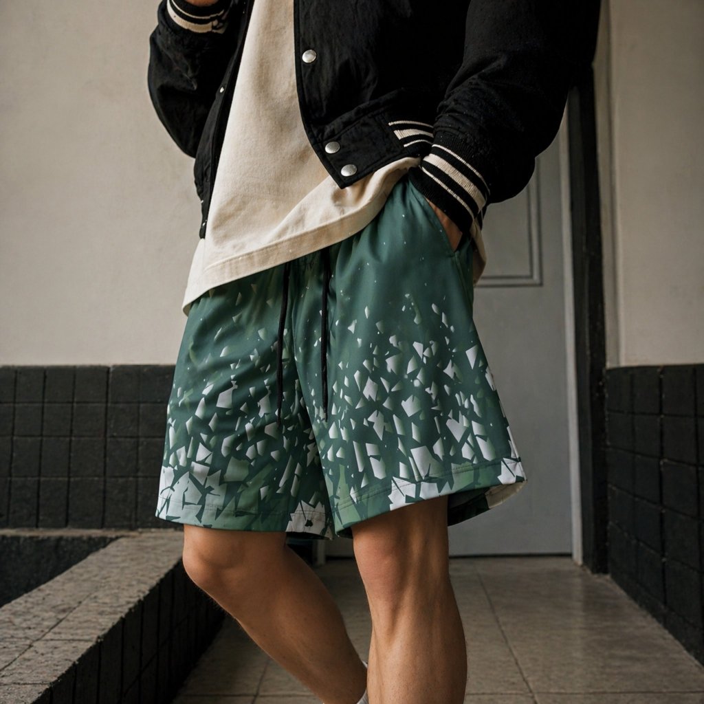 Shorts Tactel Masculino Estampado Fragmento Bermuda Elastano Streetwear Masculina Treino