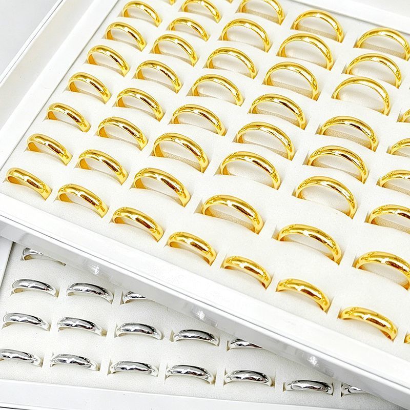 Aliança Dourada Caixa Kit C/ 36 Peças 4mm Atacado Revenda Aço Inox 316L
