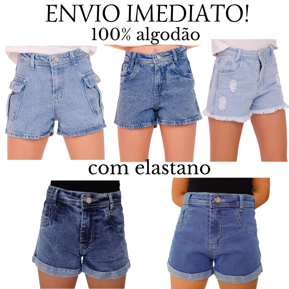 Kit2 Shorts Cargo Jeans Infantil/Juvenil Feminino Menina Moda Verão Estilo Premium Envio Imediato