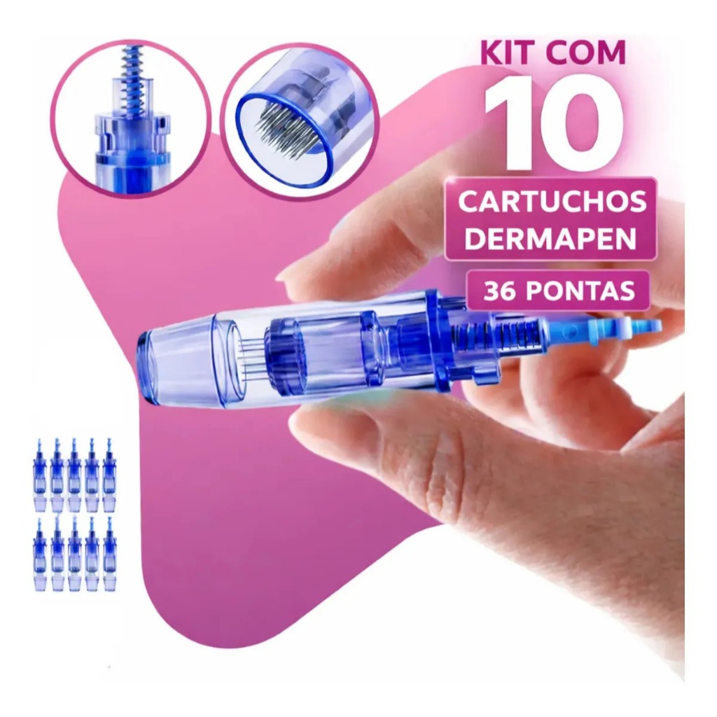 10 Cartuchos ponteira agulha para micropigmentação Dermapen Dr Pen N2 MyM M7 M5 A6