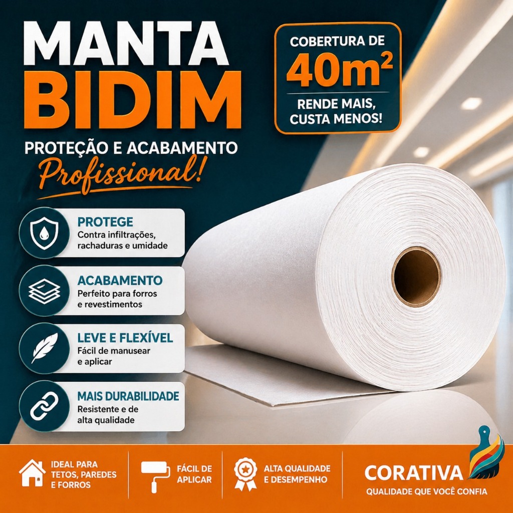 Manta VP50 Bidim Rolo 40m² Construção Drenagem Reforço Impermeabilizar Geotextil VP50 Telhado Forro