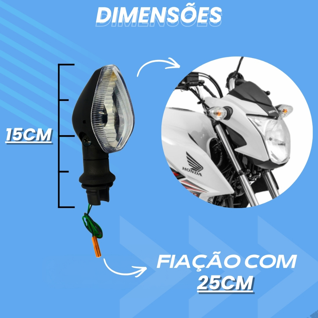 Kit seta Pisca Cg Titan Fan Start 125 150 160 2014 2015 2016 17 18 19 20 a 2025 Com Lâmpada — imagem 2 de 2