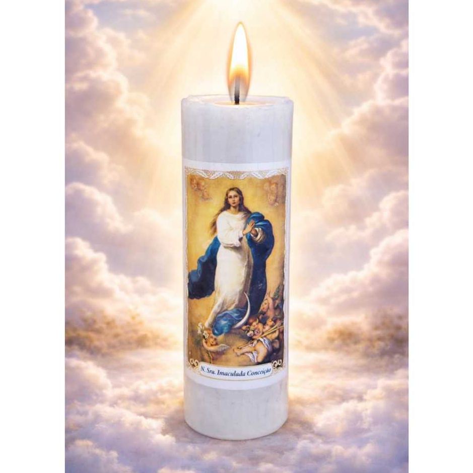 Vela Votiva 7 Dias Nossa Senhora Imaculada Conceição 100% Parafina Pura 260g  - 5 Peça