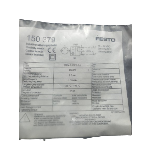 Sensor Indutivo 150 379 Sien-6,5bps-s-l - Festo