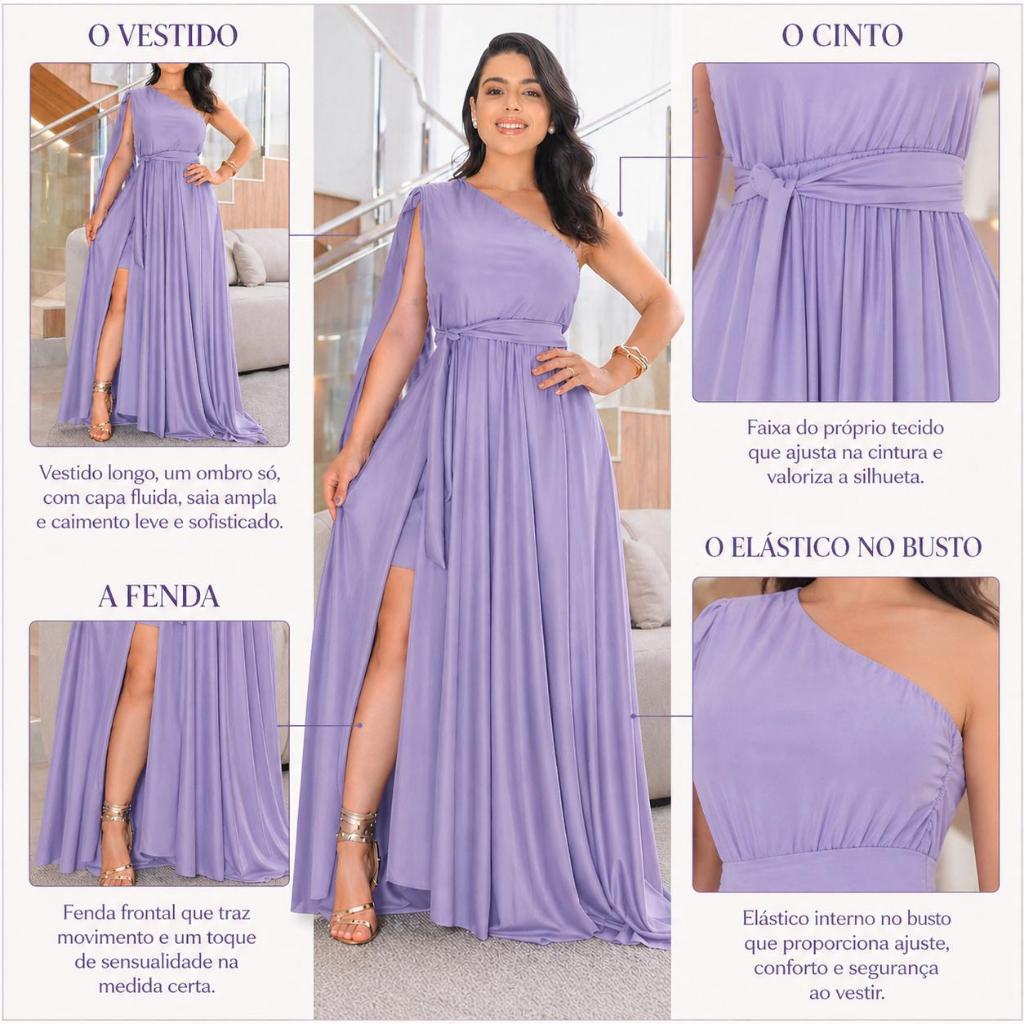 VESTIDO COM FENDA LONGO FEMININO DE FESTA PARA CASAMENTO, FORMATURA, MADRINHA.
