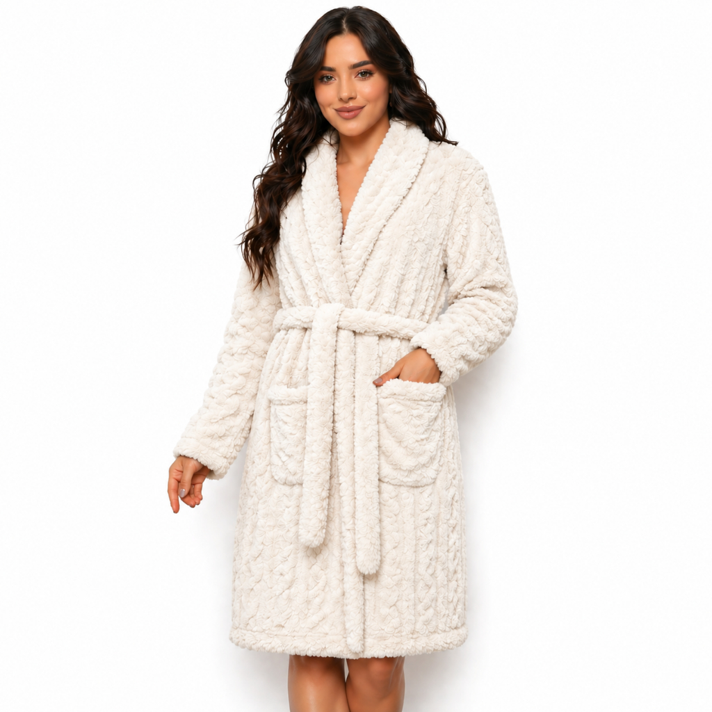 Robe romantic feminino roupão de banho confortável noite inverno grosso