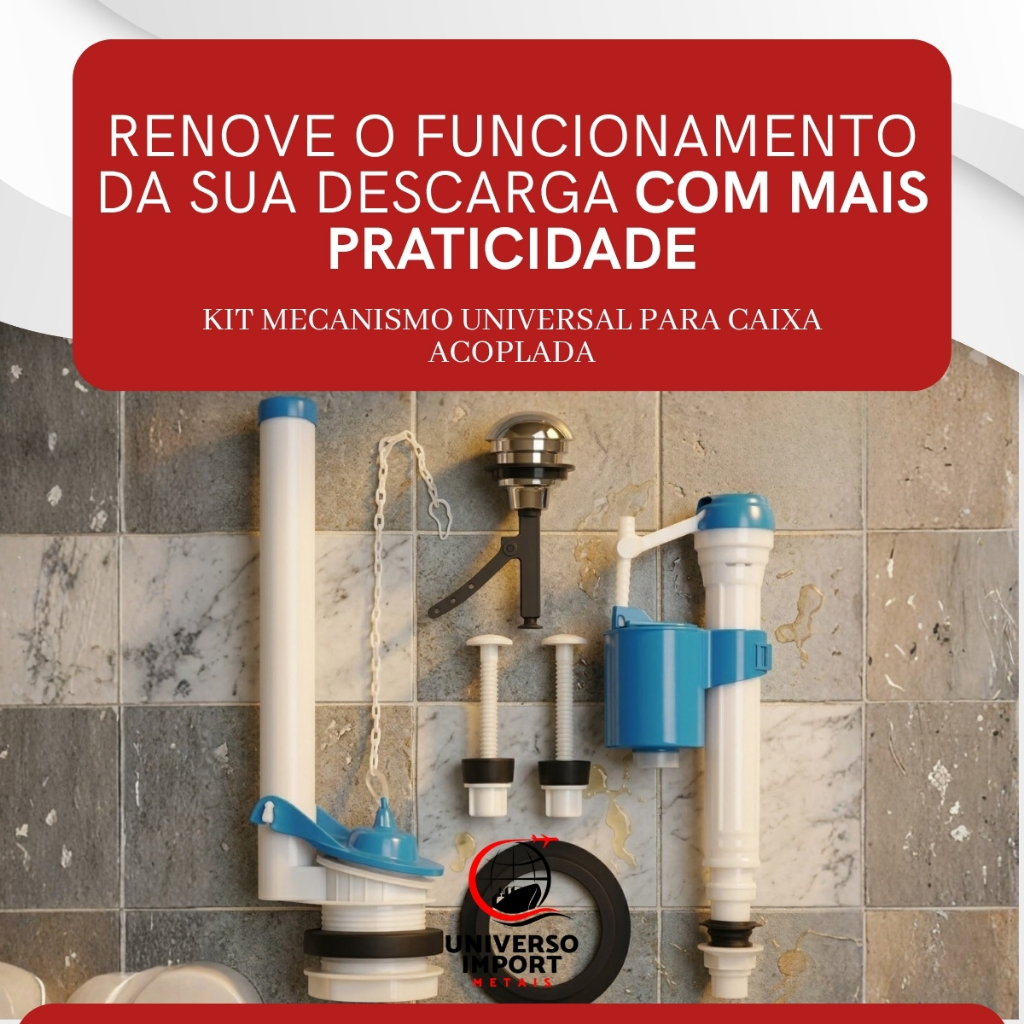Reparo Caixa Acoplada Universal Boia Válvula Descarga Parafusos Vedantes Durabilidade