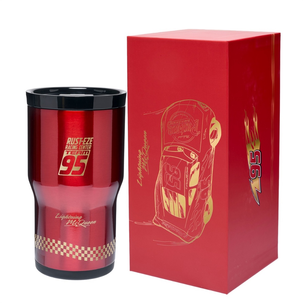 Copo Térmico Relâmpago Mcqueen 532ML Inox Resistente com Canudo - Bebidas Quentes ou Frias Original Disney
