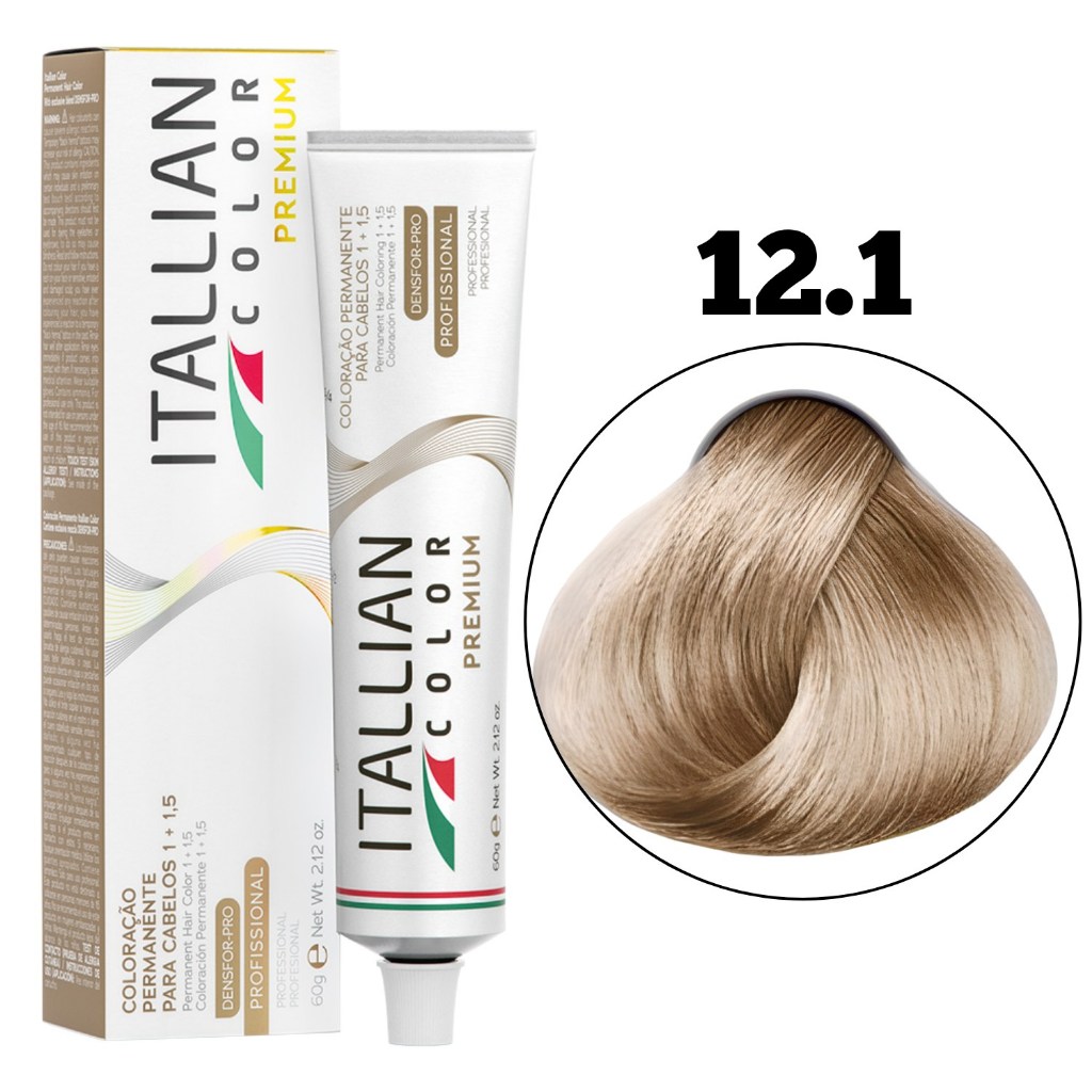 COLORAÇÃO ITALLIAN COLOR LOURO ULTRACLARISSIMO CINZA 12.1 60G