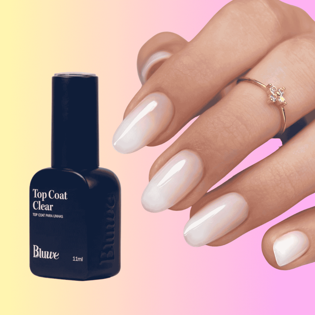 Top Coat Clear Bluwe Original 11ml – Brilho Espelhado, Não Amarela, Alta Durabilidade UV/LED