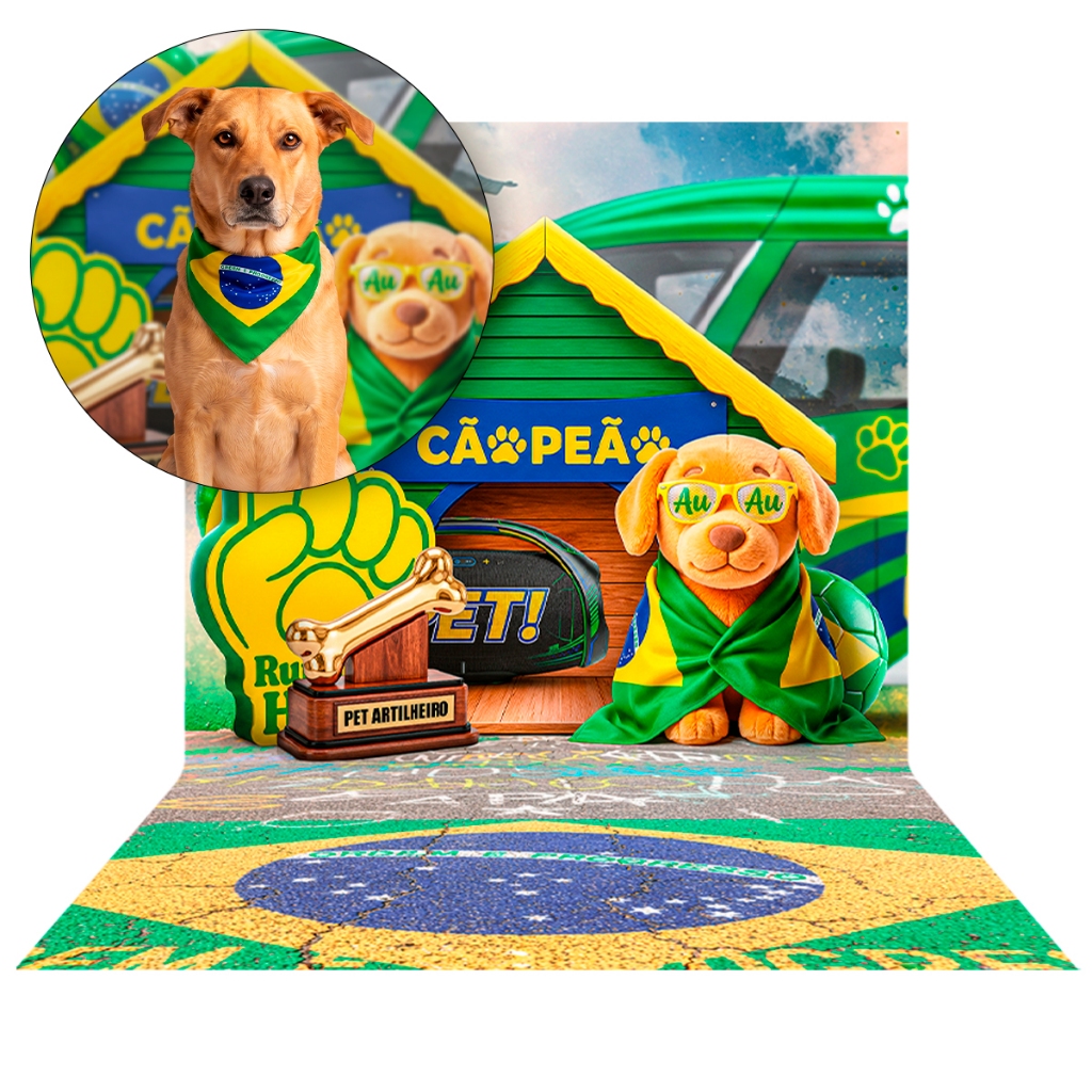 Fundo Fotográfico Para Pet Shop Brasilidade Futebol na Copa Painel Para Fotos 1,2x1,7 Mt