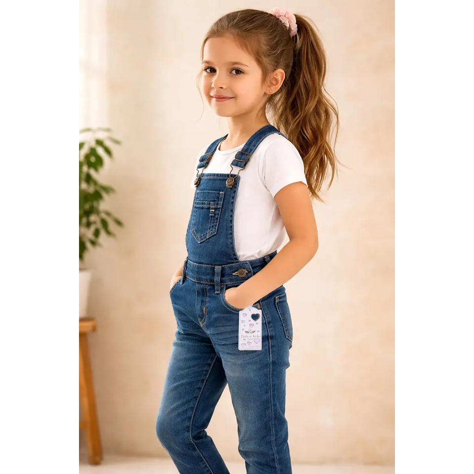 Macacão Calça Jeans Jardineira Infantil Estilosa Menina e Juvenil