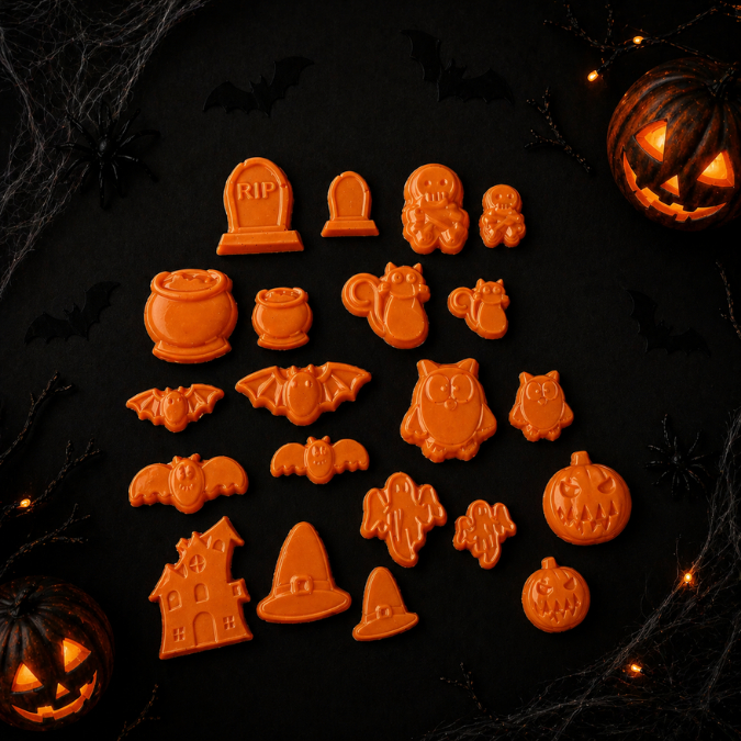 1~5 forma folha de moldagem apliques halloween 29 cavidades Porto formas cod p879// (CHOCO)