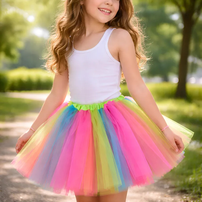 Saias Tutu Colorida De Tule 40cm com Elástico Tamanho único Carnaval Festa Aniversário Infantil