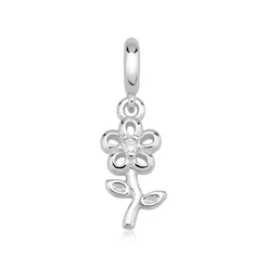Berloque de Prata 925 Flor com Zircônia