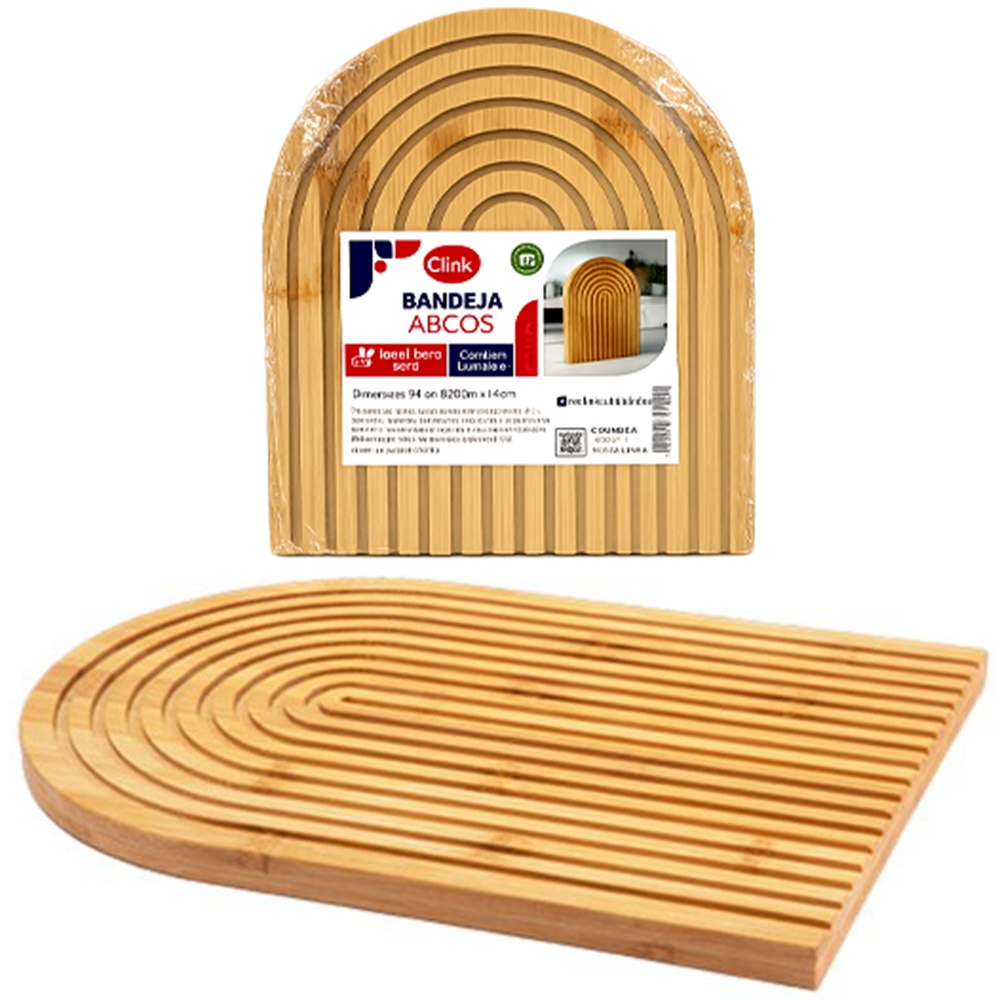 BANDEJA TABUA DE CORTE DE MADEIRA BAMBU ARCOS MULTIUSO LINHA ARCO IRIS