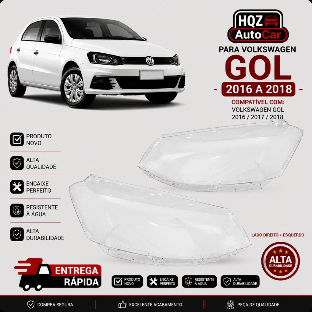 LENTE FAROL GOL G7 2016 A 2018 FOCO SIMPLES