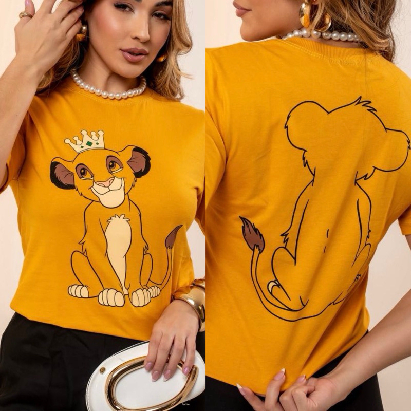 Camiseta Rei Leão T-Shirt Feminina Algodão Premium Blusa Leão Simba