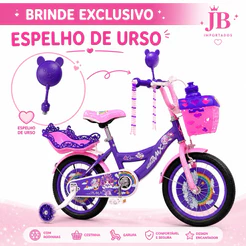 Bicicleta Infantil Aro 16 Moranguinho Completa com Rodinhas + Cestinha Coração
