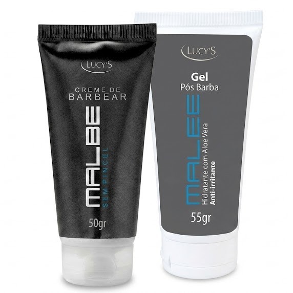 Kit Barba Malbe Creme Barbear e Gel Pós-barba Aloe Vera  Lucy's 55g + 50g
