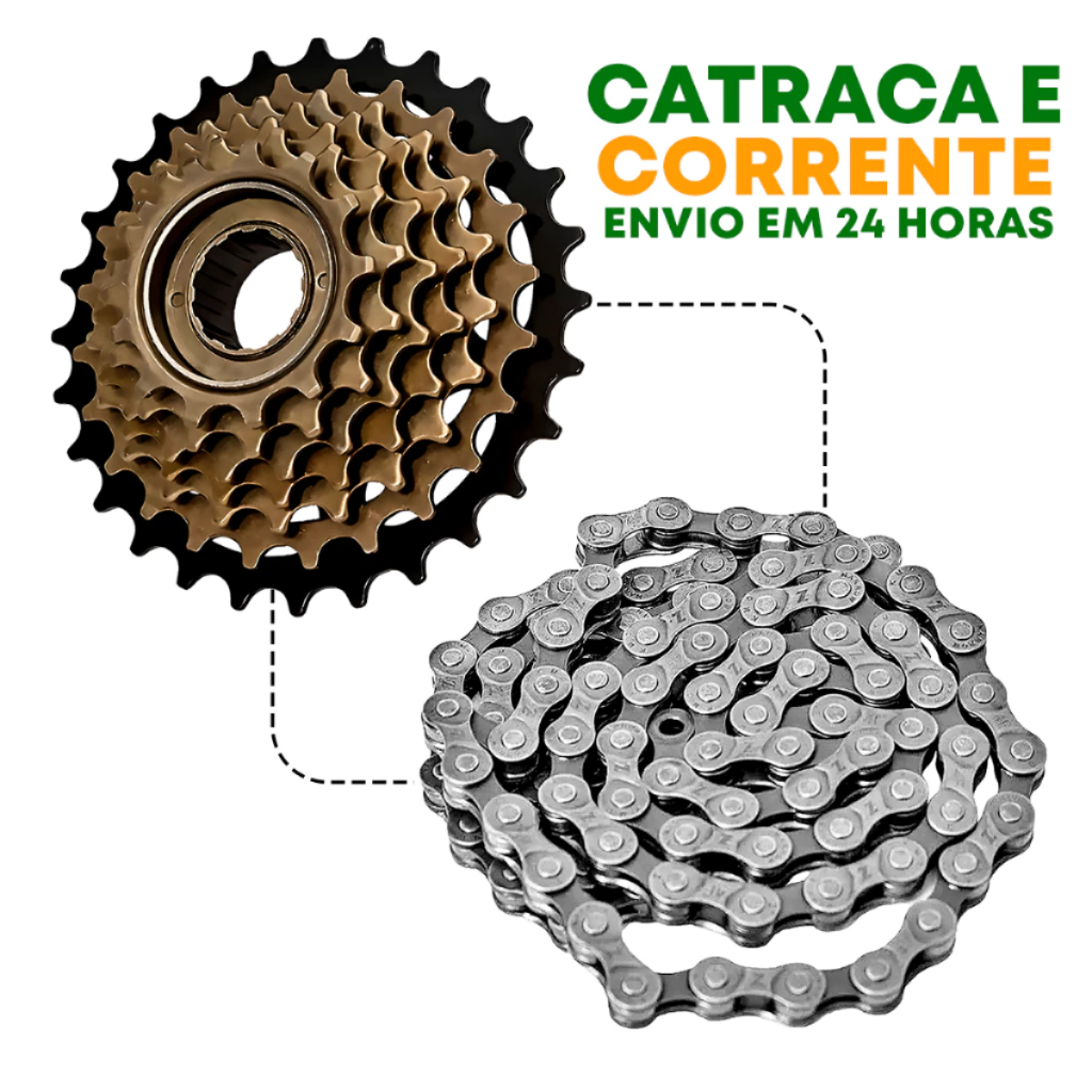 Kit de Corrente Gts e Catraca 7v 21 Marchas Corrente G-51l Index Prata 7 Velocid