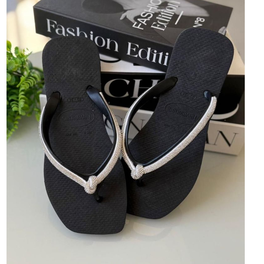 Chinelo Feminino Adulto Lançamento Nó Strass Brilhante PRATA