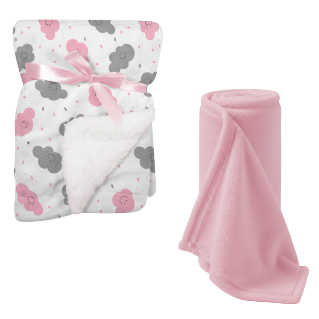 Kit Berço 2 Itens Bebê - Coberdrom Sherpa Dupla Face + Manta Soft - Toque Macio Antialérgico
