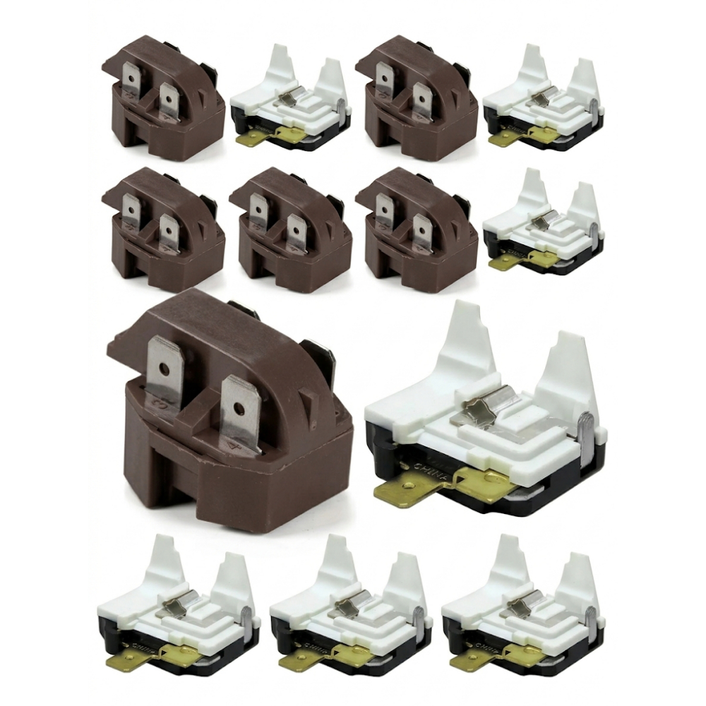 Kit 5 Relé PTC e Protetor Térmico Universal Refrigerador Geladeira 1/4 1/5 1/6 1/8 1/10 1/12 127v