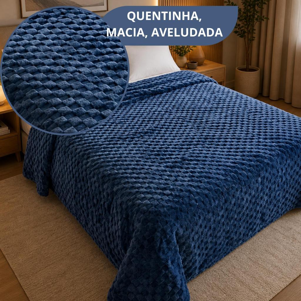 Manta Microfibra Casal Queen Conforto 3 Aveludada Toque Macio 3D Quentinha Habitat